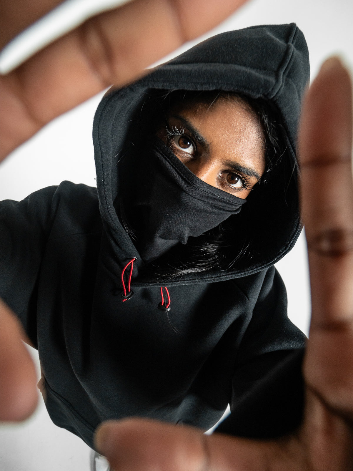 No Face Hoodie -Black & Red