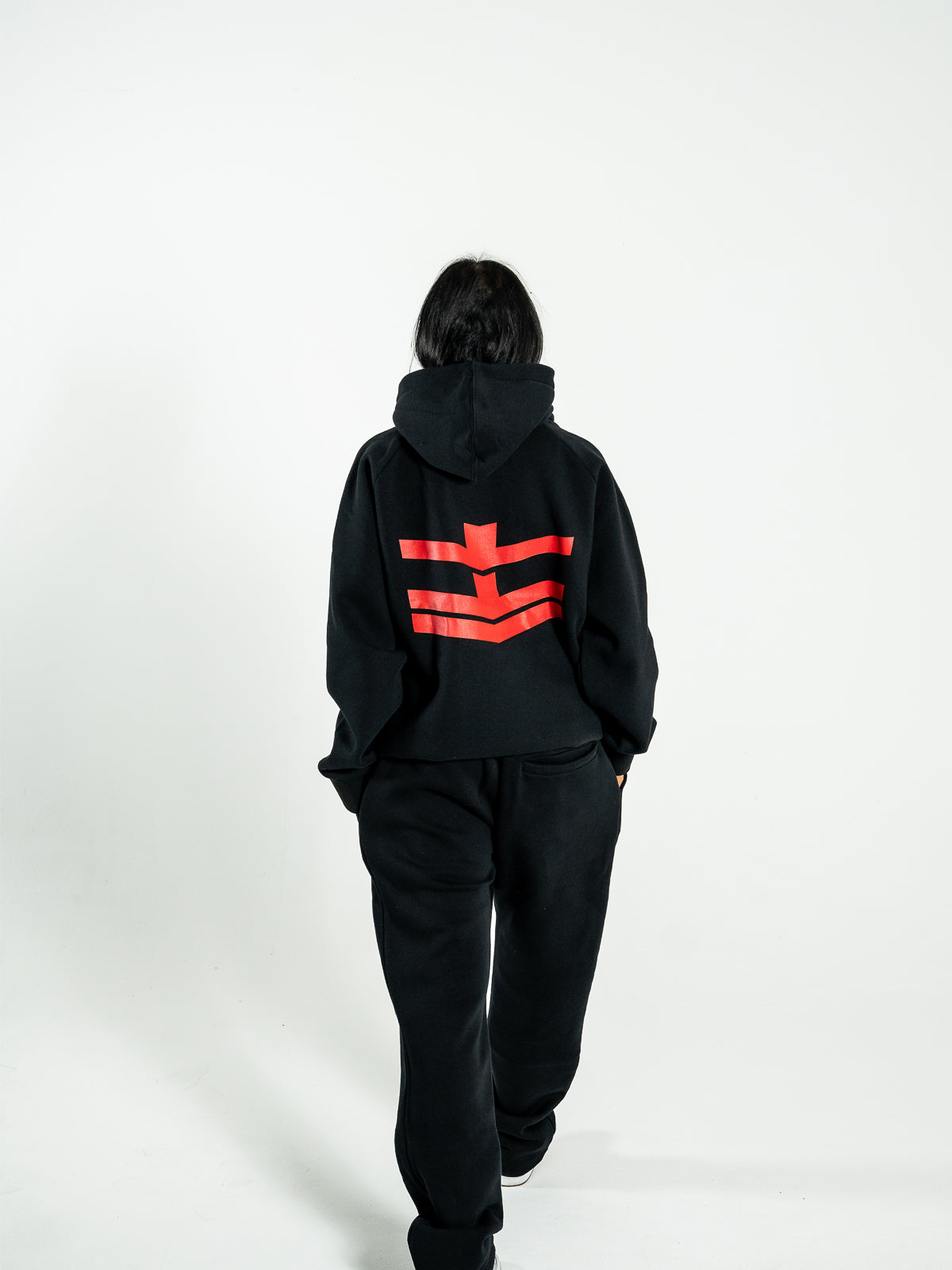 No Face Hoodie -Black & Red