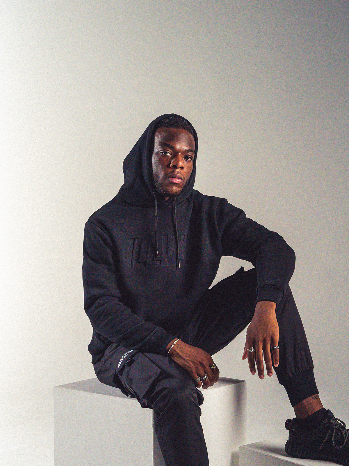 Debossed Hoodie - Black